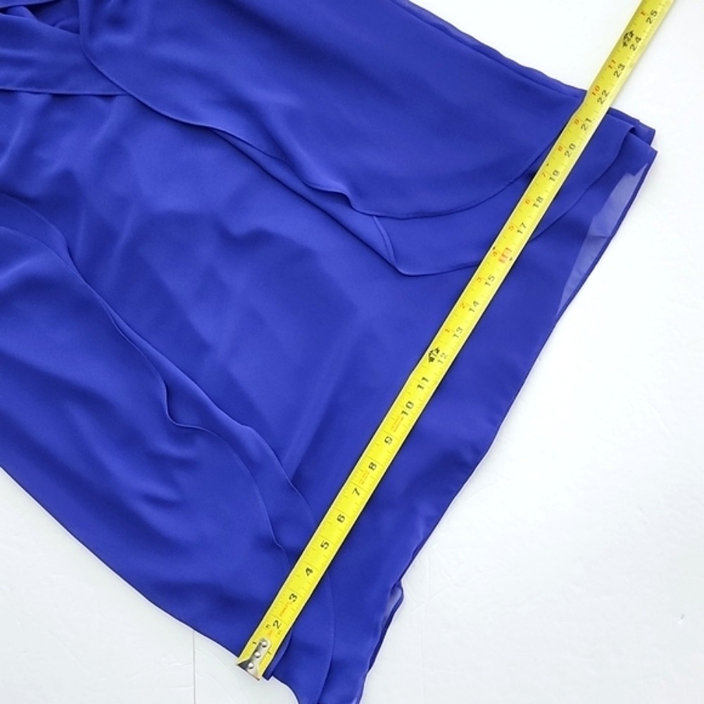 SLNY Women's Royal Blue Tiered Chiffon Sleeveless Shift Dress 6 - Picture 10 of 13